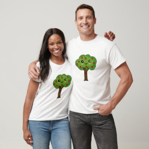 Camiseta Kawaii Happy Winking Apple Tree