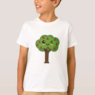 Camiseta Kawaii Happy Winking Apple Tree