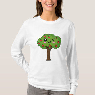 Camiseta Kawaii Happy Winking Apple Tree