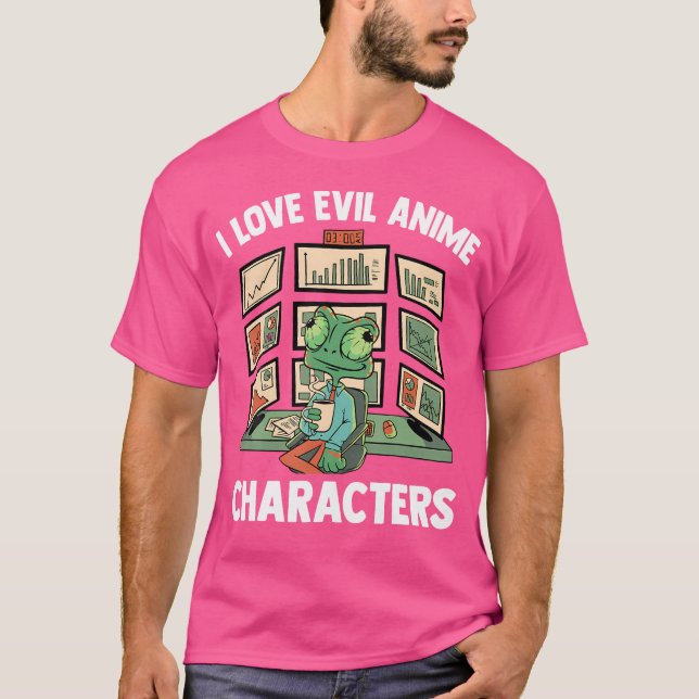 Camiseta Kawaii I Amo Carateres de Animação Mau Otaku Chame (Frente)