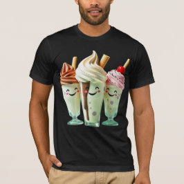 Camiseta Kawaii Ice Cream Trio Cute Dessert Characters