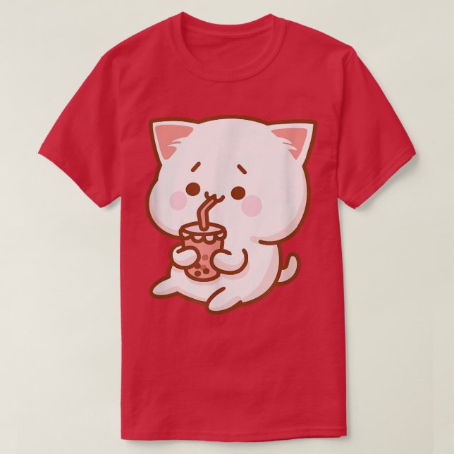 Camiseta Kawaii Japão Otaku Boba Tea Bubble Tea Neko Cute K (Frente do Design)