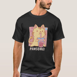 Camiseta Kawaii Japonês Anime Cat Bubble Tea Para Gatinho L