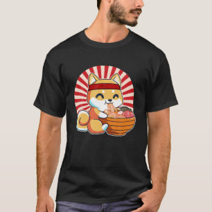 Camiseta Kawaii Japonês Anime Shiba Inu Ramen Cute Japanes