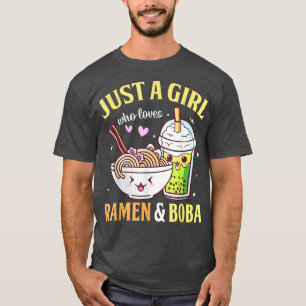 Camiseta Kawaii Japonês Anime So Girl ama Ramen Boba B