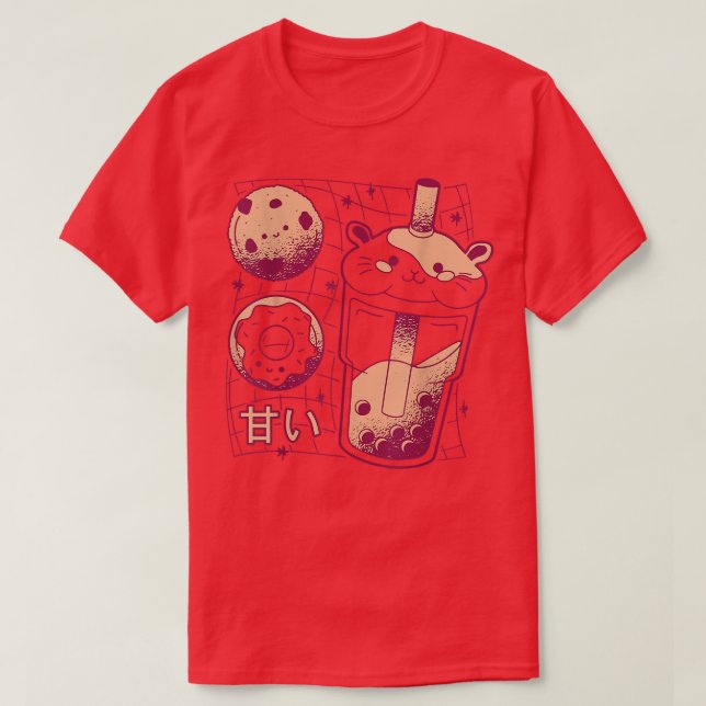 Camiseta Kawaii Japonês Boba Tea Guiné Rosquinha Cookie G (Frente do Design)