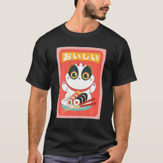 Camiseta Kawaii Japonês Cat Sushi Roll Neko Power
