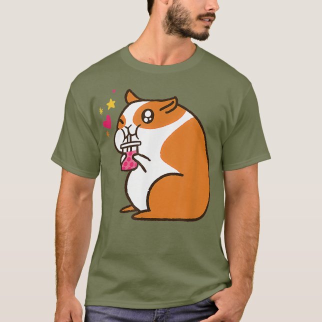 Camiseta Kawaii Japonês Hamster Bubble Tea (Frente)