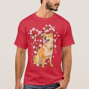 Camiseta Kawaii Japonês Shiba Inu Cherry Blossom Sa