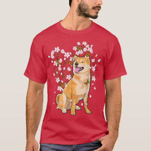 Camiseta Kawaii Japonês Shiba Inu Cherry Blossom Sa