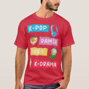 Camiseta Kawaii K-Pop Ramen Boba Bubble Tea K-Drama Lo