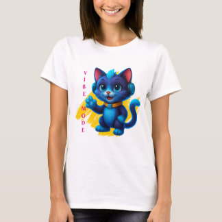 Camiseta Kawaii Katze mit Kopfhörern