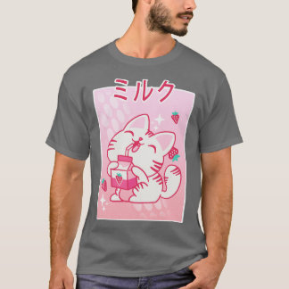 Camiseta Kawaii Kitten Strawberry Milk Otaku Mang