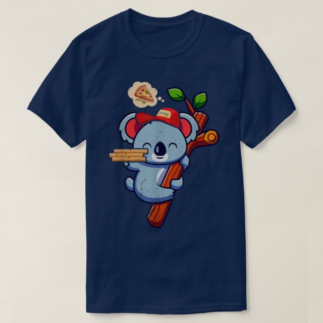 Camiseta Kawaii Koala — Pizza Animal Cuta Entrega Engraçada (Frente do Design)