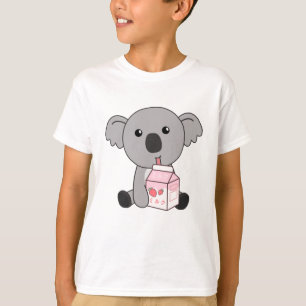 Camiseta Kawaii Koala Retro Japonês Strawberry Milkshake