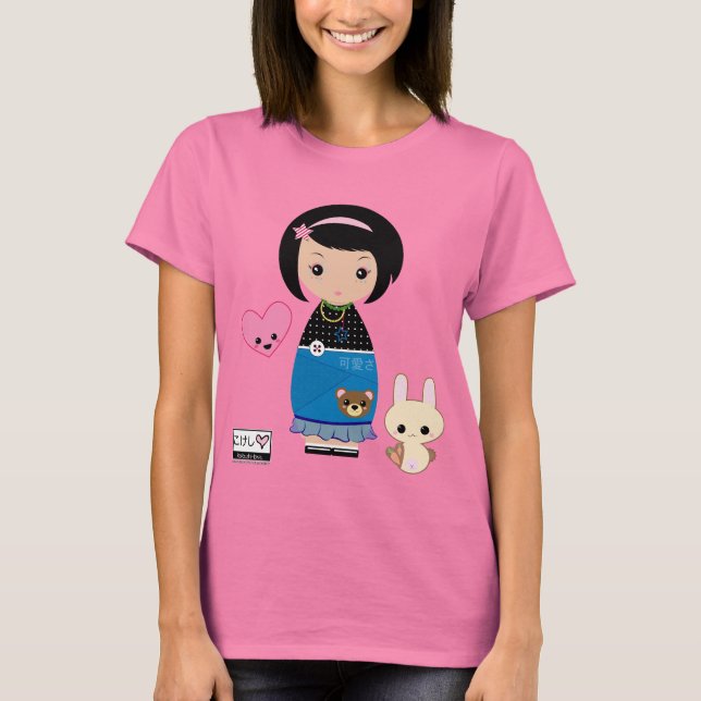 Camiseta Kawaii Kokeshi Ringer Tee (Frente)