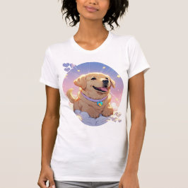 Camiseta Kawaii Labrador Retriever céu e estrelas