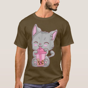Camiseta Kawaii Maneki Neko Raparigas Gatinhas, Anime Boba 