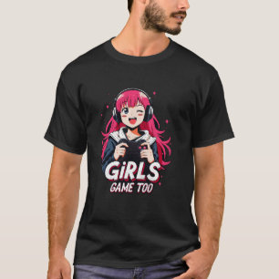 Camiseta Kawaii Manga Anime Menina Jogando Jogo Para Rapari