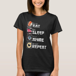 Camiseta Kawaii Manga Sushi - Eat Sleep Anime Repeat - Cute