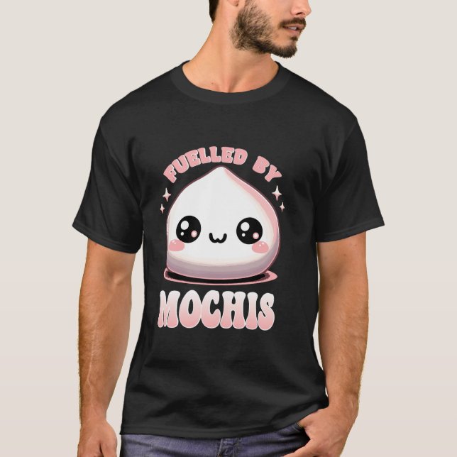 Camiseta Kawaii Mochi Japonês Dessert Foodie Alimentado Por (Frente)