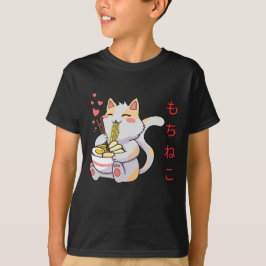 Camiseta Kawaii Mochi Neko Cat Comendo Sushi