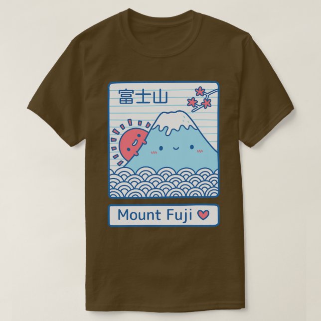 Camiseta Kawaii Monte Fuji e Sol (Frente do Design)