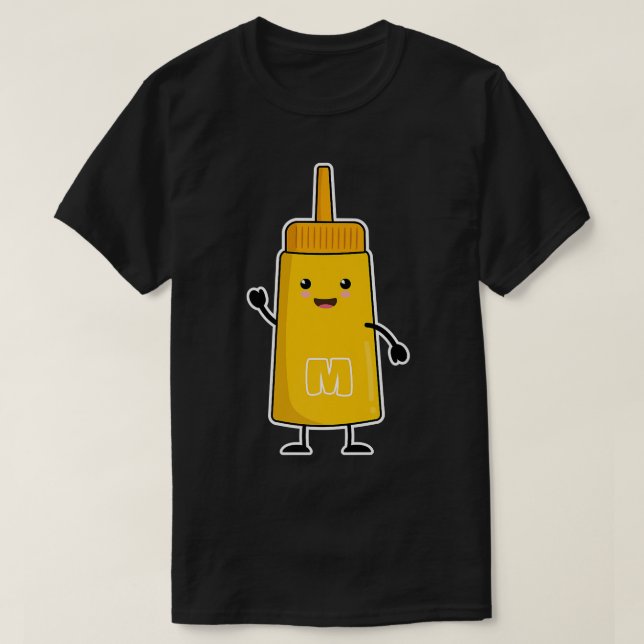 Camiseta Kawaii Mustard BFF ou Casais para Halloween ou Val (Frente do Design)