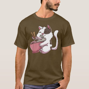 Camiseta Kawaii Neko Cat Ramen Bowl Anime Noodles Japoneses