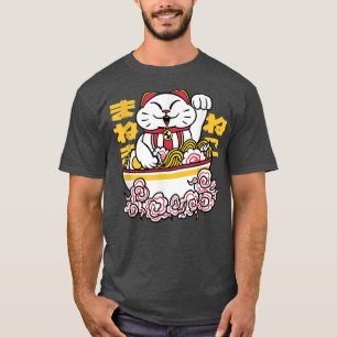 Camiseta Kawaii Neko Cat Ramen Bowl Anime Otaku Japonês Ca
