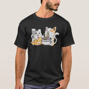 Camiseta Kawaii Neko Ramen Anime Noodles de Gato