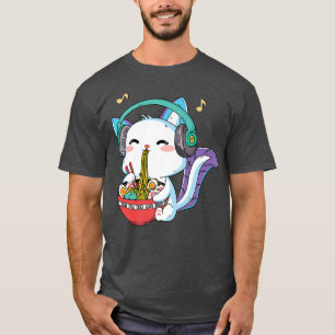 Camiseta Kawaii Neko Ramen Cute Ramen Cat Noodle Japonês A