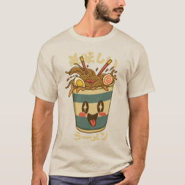 Camiseta Kawaii Oishii Ramen – Xícara de Macarrão Japonês F