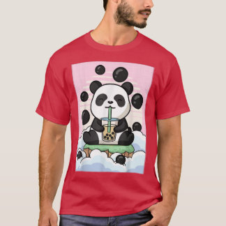 Camiseta Kawaii Panda Bear Bubble Boba Milk Tea Japonês Ae