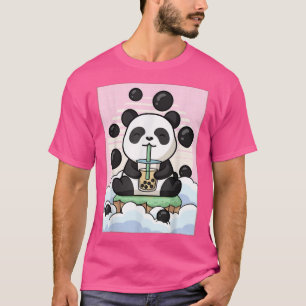 Camiseta Kawaii Panda Bear Bubble Boba Milk Tea Japonês Ae