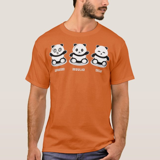 Camiseta Kawaii Panda Bears Café Engraçado Espresso Regular (Frente)