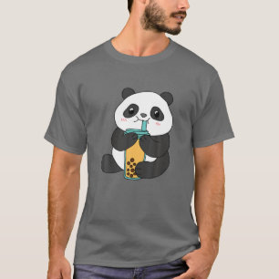 Camiseta Kawaii Panda Bubble Tea milk Cute Anime japonês B