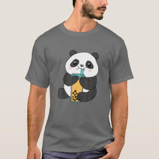 Camiseta Kawaii Panda Bubble Tea milk Cute Anime japonês B