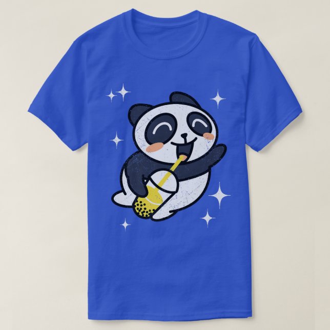 Camiseta Kawaii Panda com Boba Bubble Tea Premium (Frente do Design)