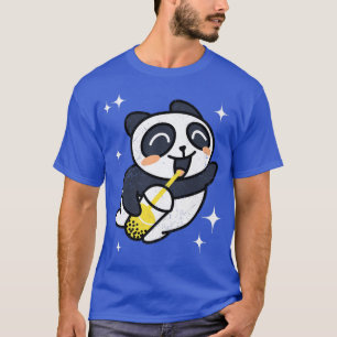 Camiseta Kawaii Panda com Boba Bubble Tea Premium