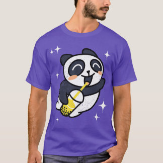 Camiseta Kawaii Panda com Boba Bubble Tea Premium