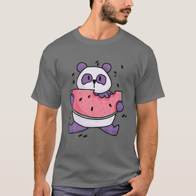 Camiseta Kawaii Panda Com Melancia (Frente)