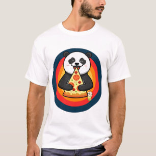 Camiseta Kawaii Panda Comendo Pizza Boba Tea
