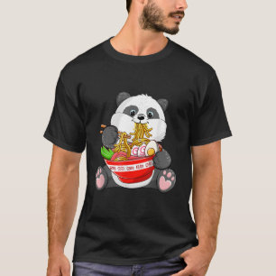Camiseta Kawaii Panda Comendo Ra Noodles Otaku Animanes