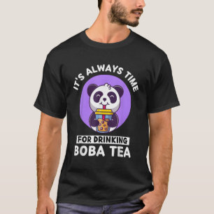 Camiseta Kawaii Panda Está Sempre Na Hora Do Bebendo Boba T