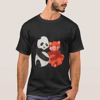 Camiseta Kawaii Panda Hugging Red Panda