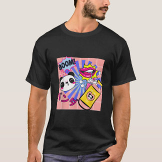 Camiseta Kawaii Panda Milkshake de Morango Anime Japonês