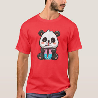 Camiseta Kawaii Panda Sipping Bubble Tea - Kawaii Boba Tea
