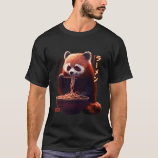 Camiseta Kawaii Panda Vermelho Comendo Ra Ra
