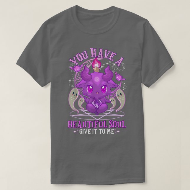 Camiseta Kawaii Pastel Gótico Cute Baby Goat Baphomet Engra (Frente do Design)